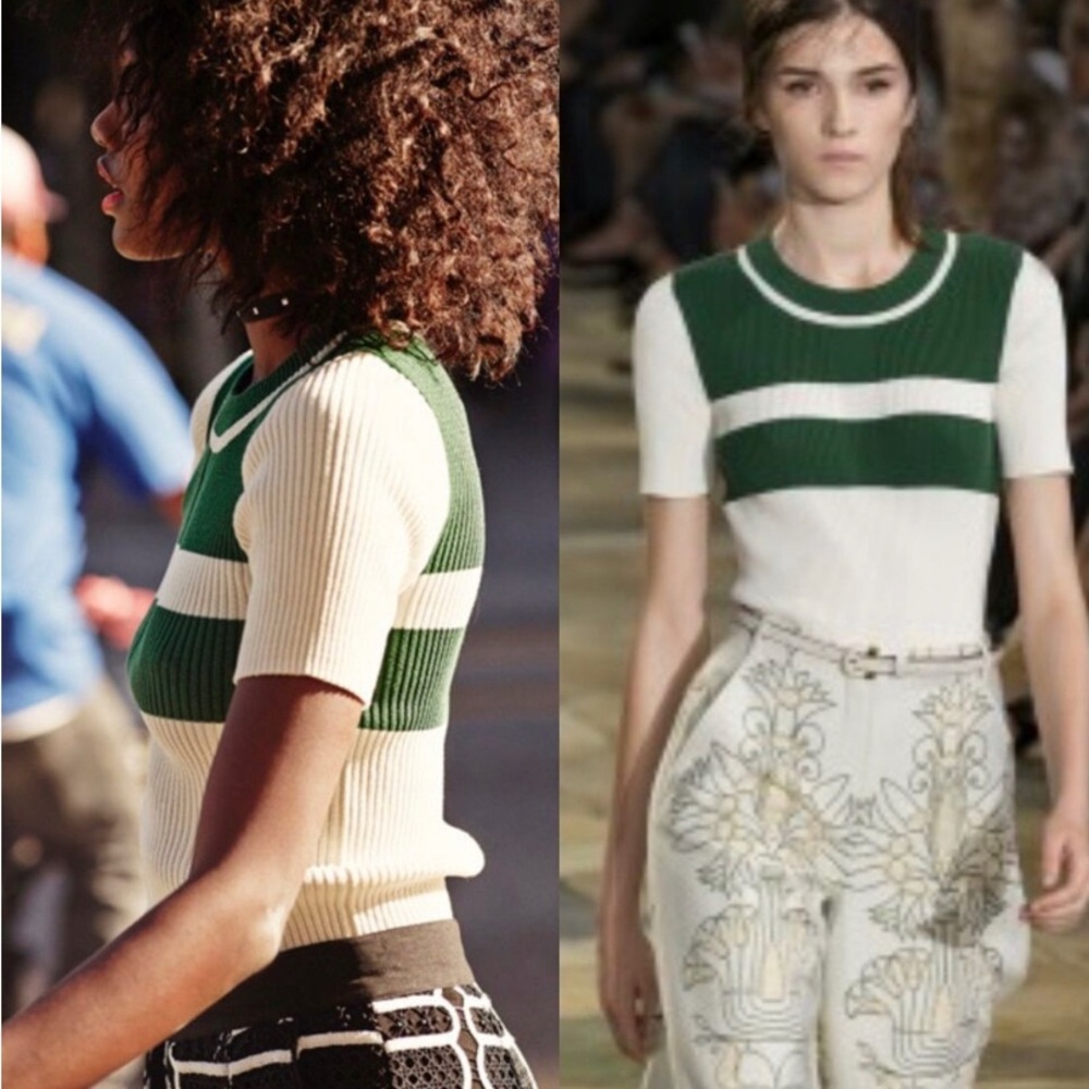 TORY BURCH Ribbed green and cream skirt size M